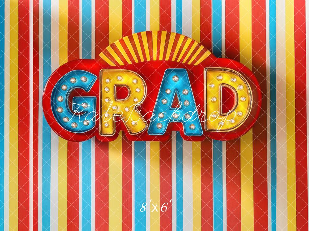 Kate Graduation Kindergarten Marquee Striped Backdrop Designed by Mini MakeBelieve