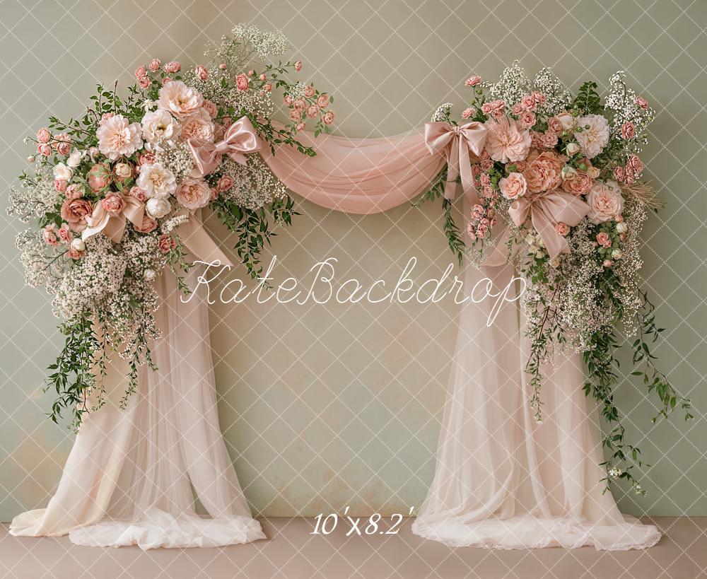 Kate Spring Flower Arch Blush Pink Floral Drapes Backdrop Designed by Emetselch