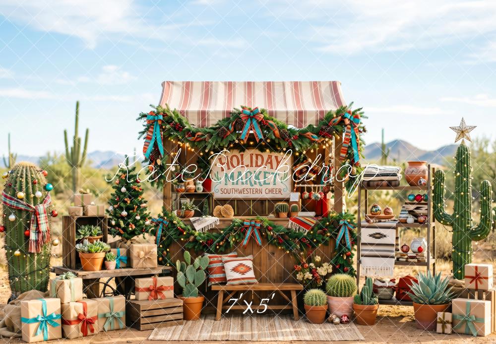 Kate Christmas Southwestern Market Cactus Garland Gifts Printed Backdrop Designed by Patty Roberts