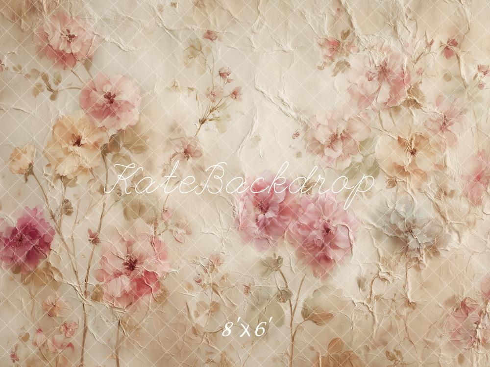 TEST Kate Vintage Pastel Floral Abstract Texture Printed Backdrop Designed by Angela Miller