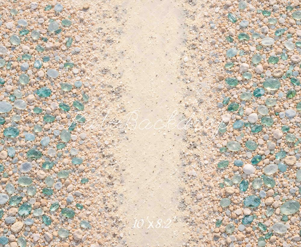 Kate Summer Sand Pebble Path Sea Glass Floor Printed Backdrop Designed by Mini MakeBelieve