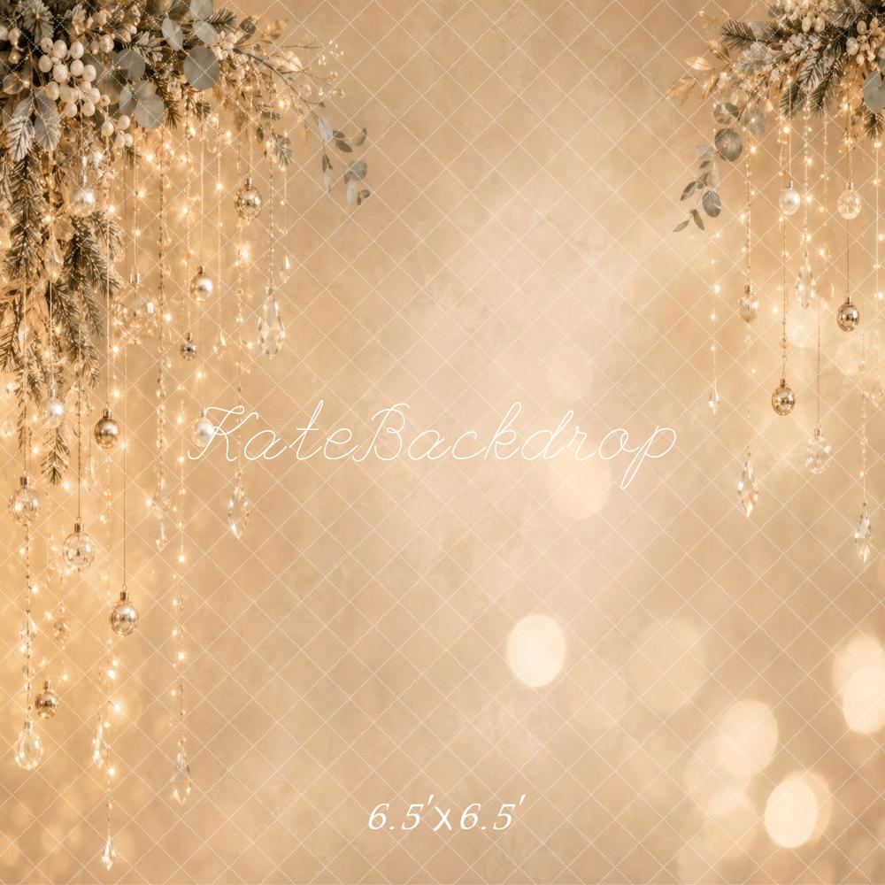 Kate Christmas Champagne Ornament Lights Bokeh Printed Backdrop Designed by Vertigo Productions