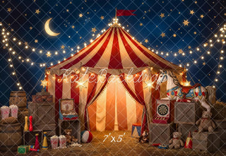 Kate Circus Tent Starry Night Carousel Printed Backdrop Designed by Emetselch