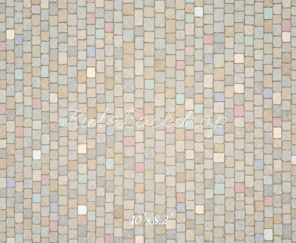 Kate Pastel Cobblestone Floor Printed Backdrop Designed by Mini MakeBelieve