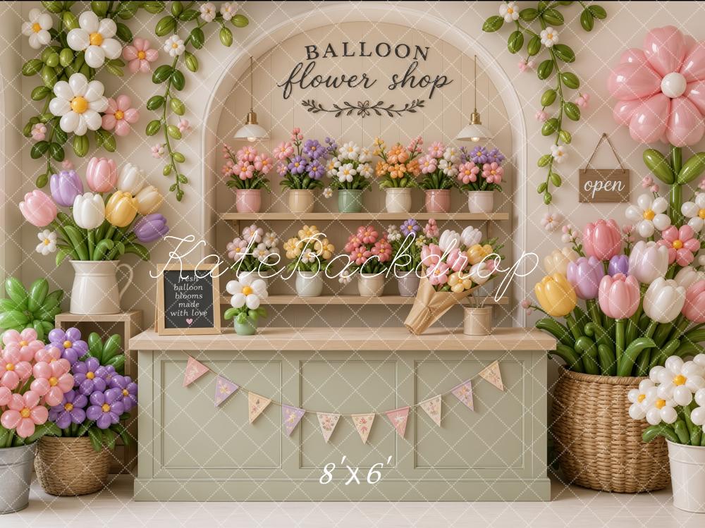 Kate Spring Balloon Flower Shop Tulips Printed Backdrop Designed by Ashley Ward