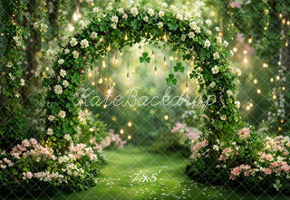 Kate St. Patrick's Day Shamrock Flower Arch Fairy Forest Printed Backdrop Designed by Emetselch