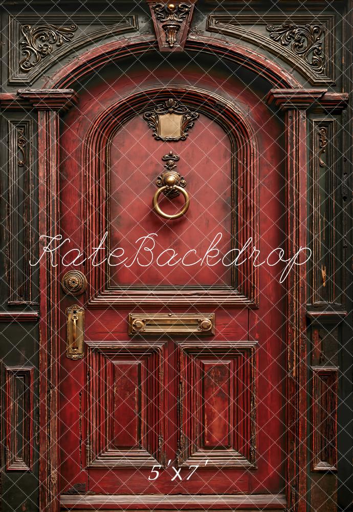 Kate Red Vintage Door Ornate Wood Frame Backdrop Designed by Chain Photography