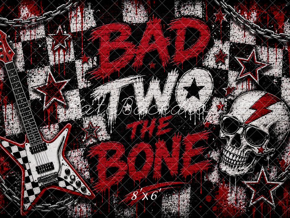 Kate Birthday Graffiti Rock Guitar Skull Chains Printed Backdrop Designed by Ashley Paul