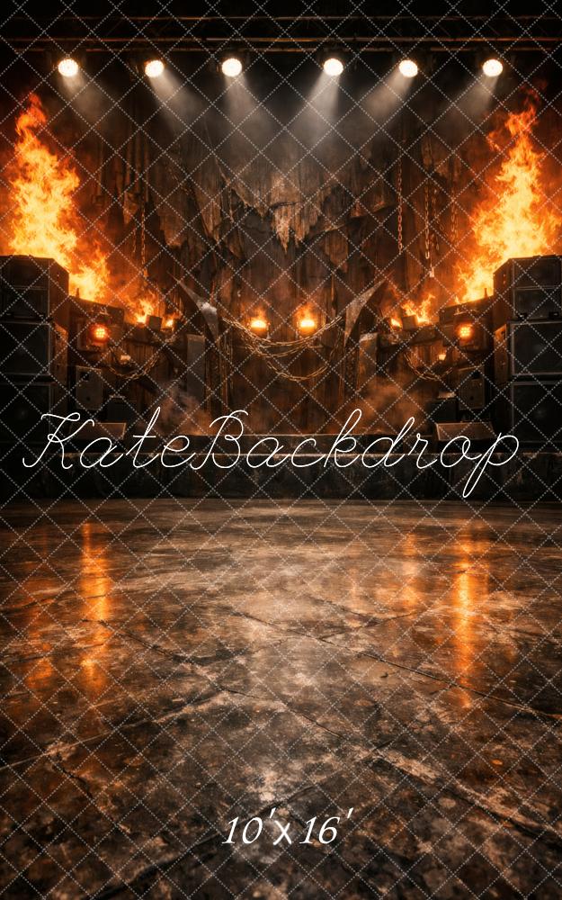 Kate Sweep Fiery Stage Flames Grunge Floo Printed Backdrop Designed by Vertigo Productions
