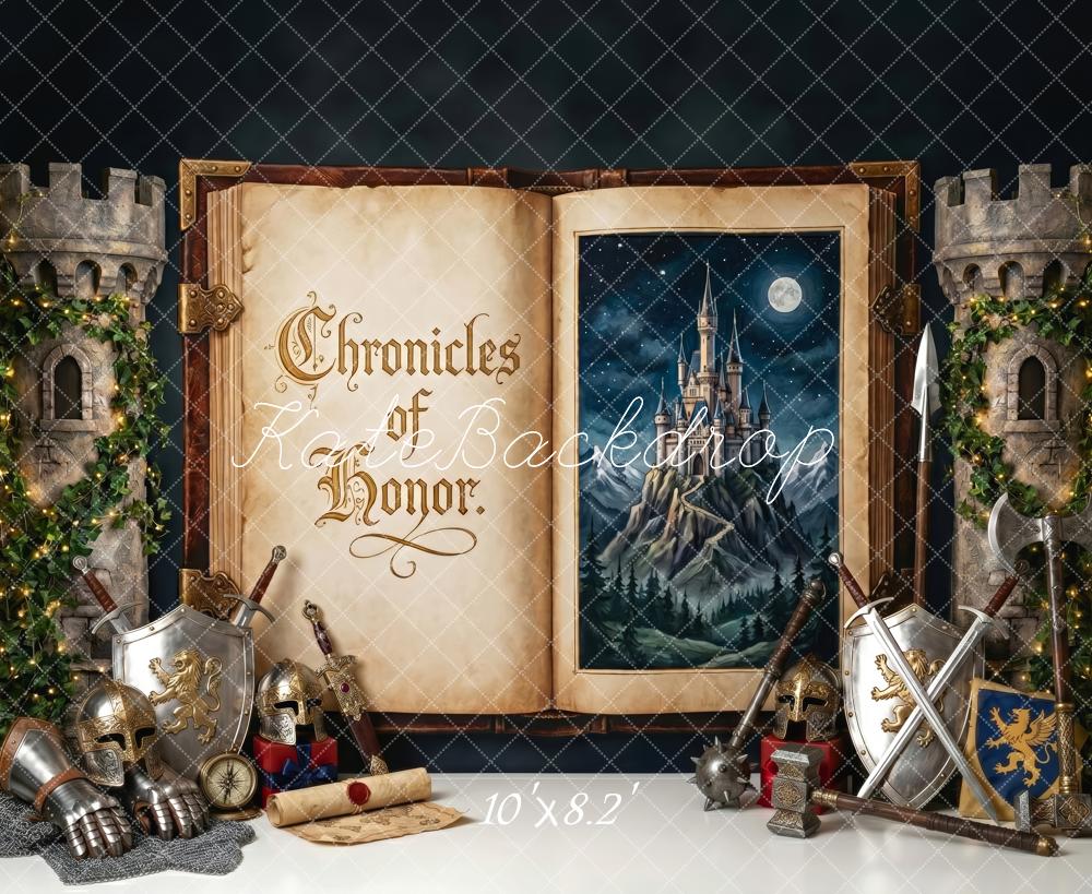 Kate Fantasy Castle Storybook Armor Medieval Boys Printed Backdrop Designed by Patty Roberts