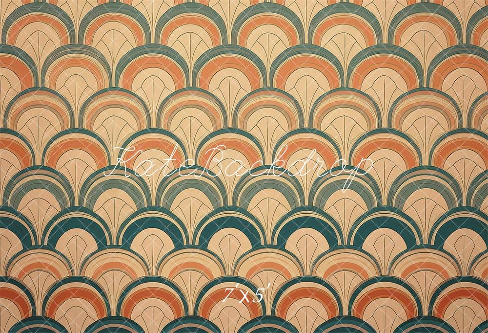Mid Century Modern Retro Scallop Pattern Foto Achtergrond Designed by Mandy Ringe Photography