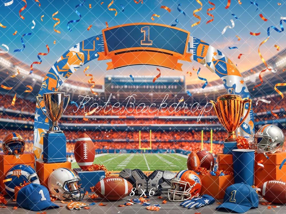 Kate Sports Football Stadium Arch Trophies Helmets Printed Backdrop Designed by Chain Photography