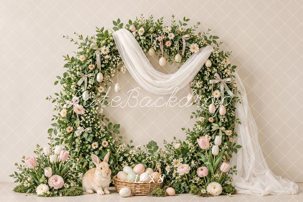 Kate Easter Eggs Flower Arch Drapes Bunny Printed Backdrop Designed by Emetselch