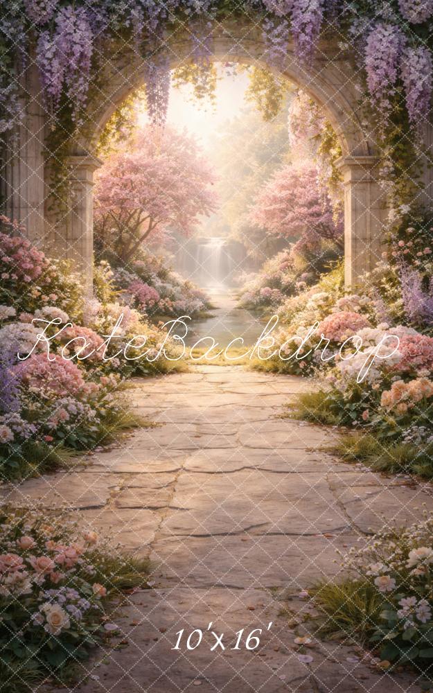 Kate Sweep Flower Arch Garden Path Printed Backdrop Designed by Vertigo Productions