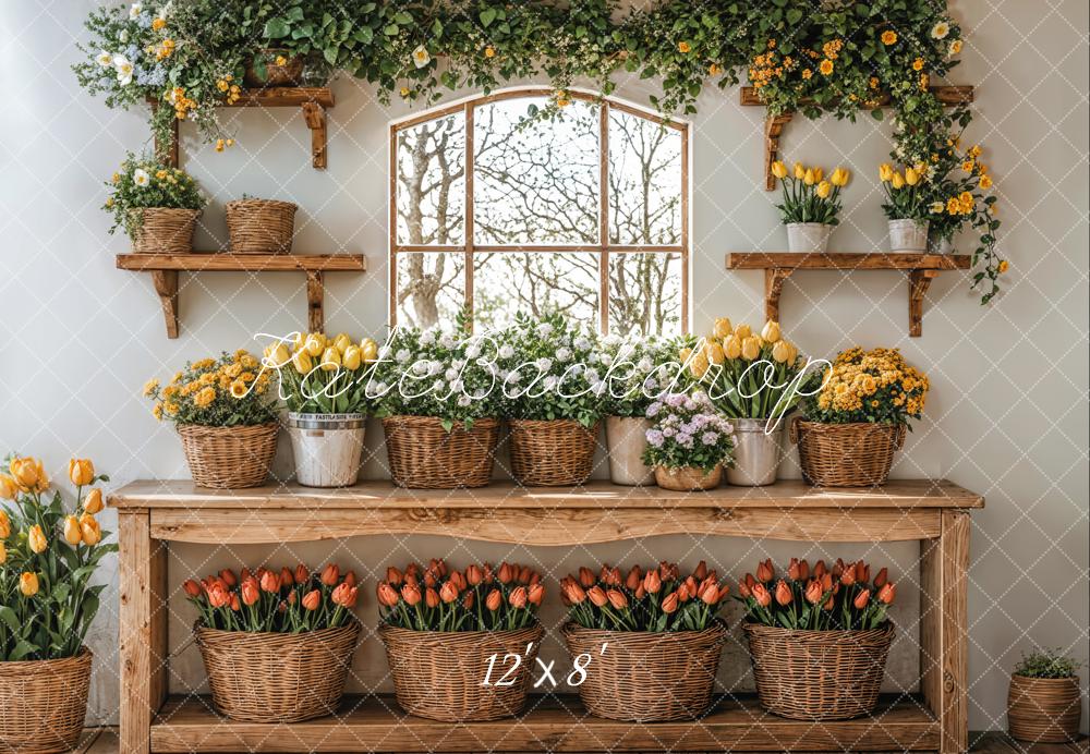 Kate Spring Floral Garden Baskets Backdrop Designed by Emetselch