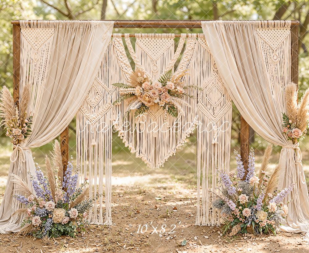 Kate Mother's Day Boho Macrame Floral Arch Backdrop Designed by Emetselch