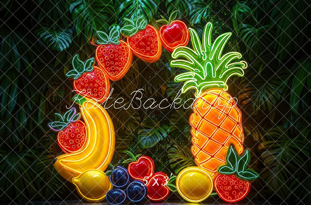 Kate Neon Summer Fruit Arch Tropical Backdrop Designed by Mini MakeBelieve