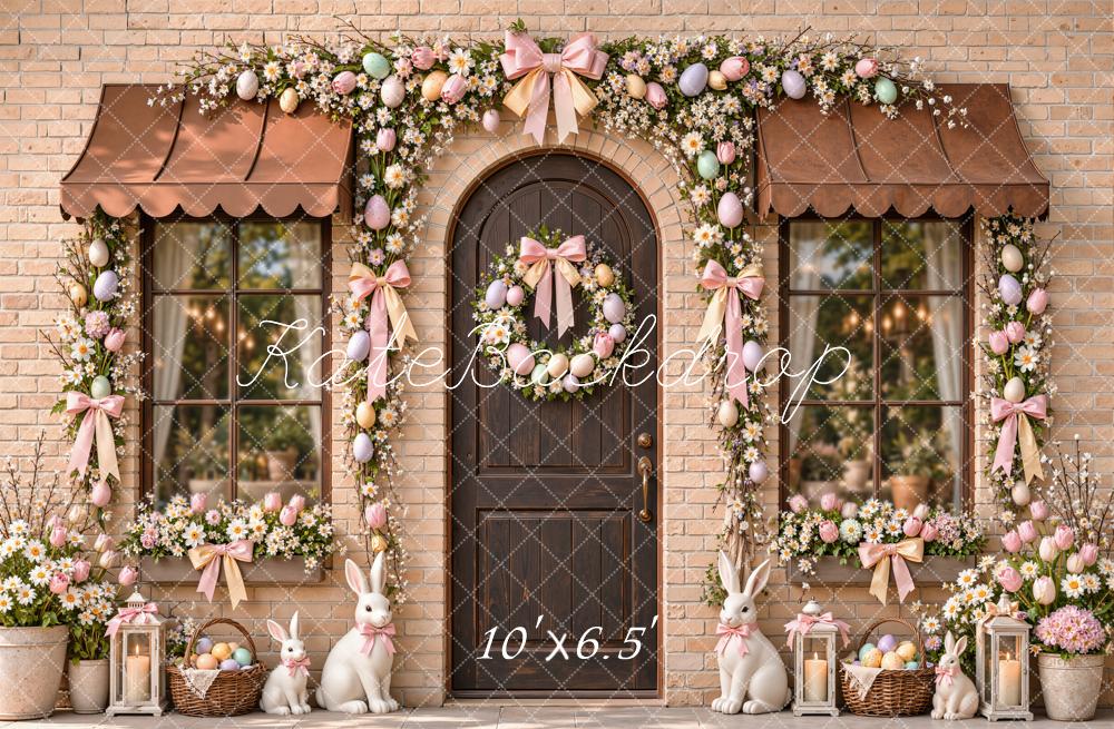 Kate Easter Floral Egg Arch Doorway Brick Wall Printed Backdrop Designed by Emetselch