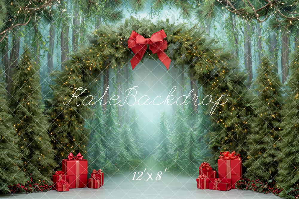 Kate Christmas Pine Arch Forest Presents Backdrop Designed by Patty Roberts