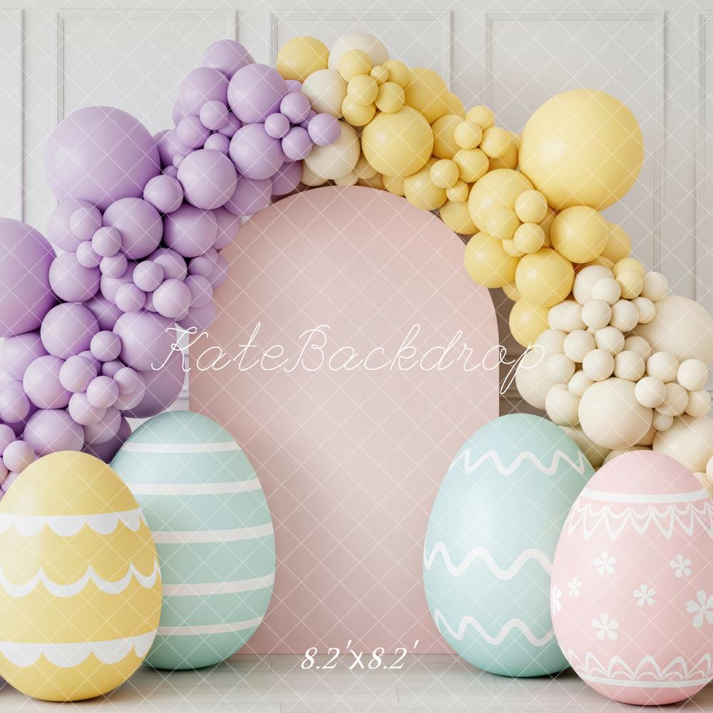 Kate Easter Modern Balloon Arch Pastel Eggs Printed Backdrop Designed by Patty Roberts