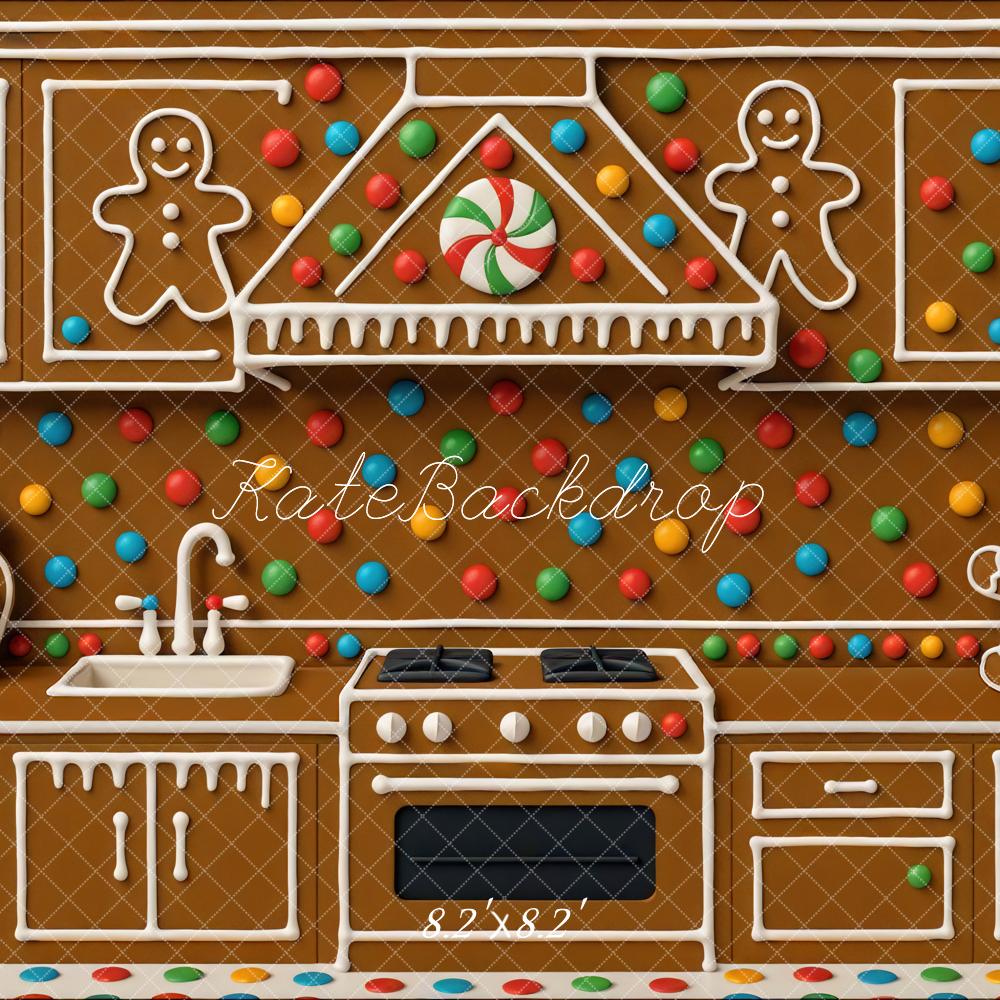 Fondo de Caramelo de Cocina de Pan de Jengibre Navidad Designed by Mini MakeBelieve