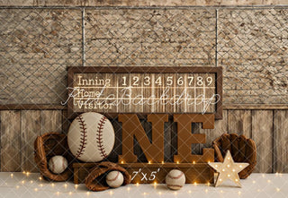 Kate Cake Smash Baseball Rustic Printed Backdrop Designed by Ashley Paul