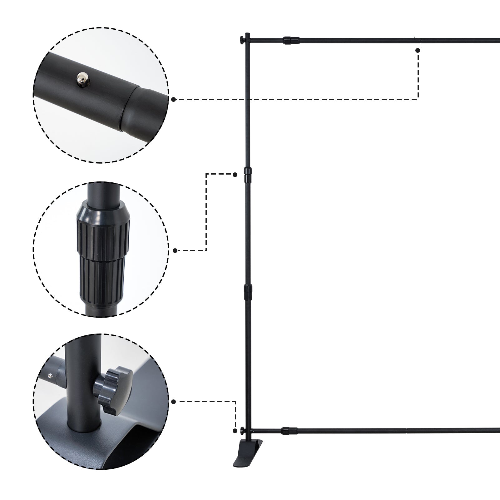 Durable construction of adjustable backdrop stand