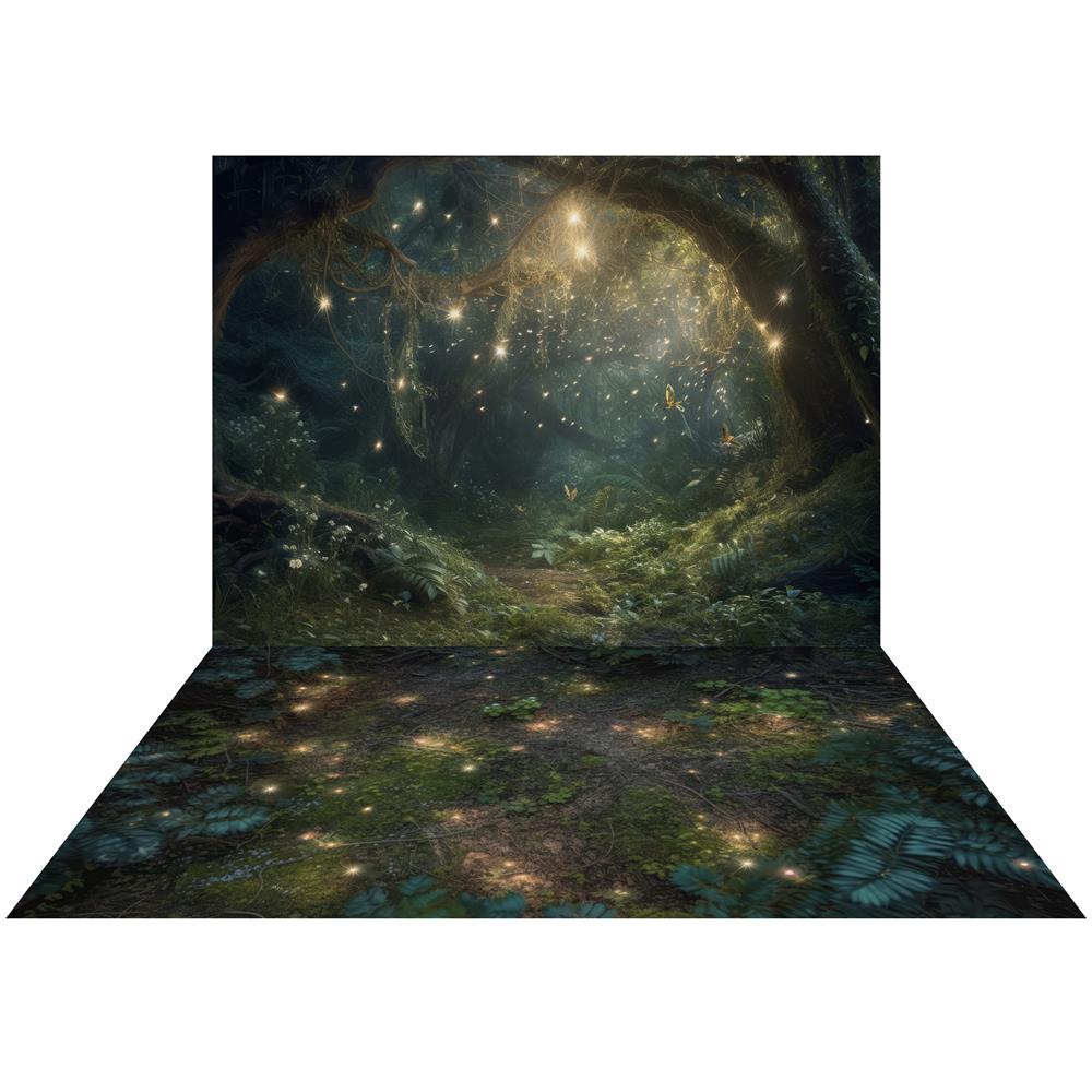 Kate Fantasy Firefly Forest in Night Backdrop+Dream Ground Floor Backdrop