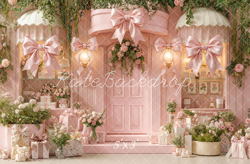Kate Spring Pink Bow Flower Arch Gift Bows Door Backdrop Designed by Emetselch