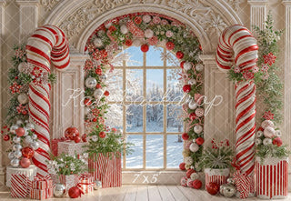 Fondo Retro de Ventana Arqueada de Caramelo de Navidad Diseñado por Emetselch