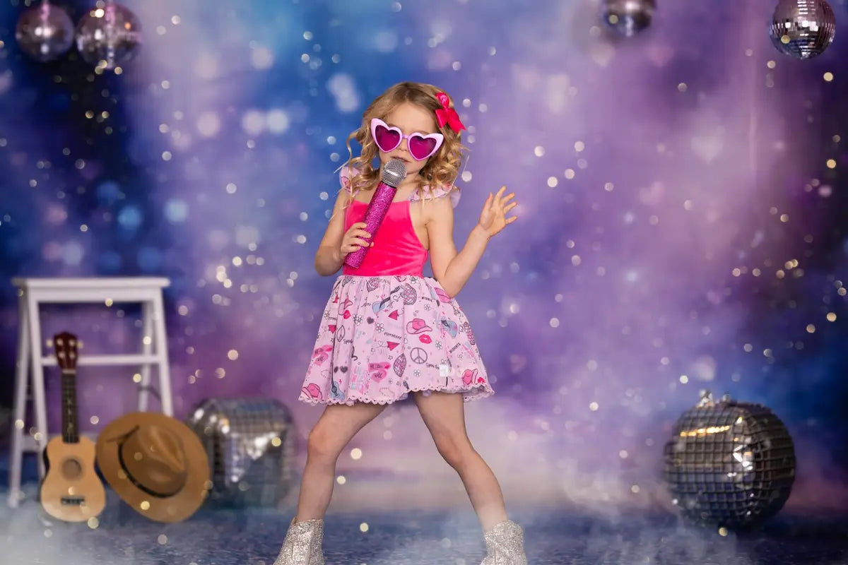 Kate Bokeh Stage Lighting Heart Glitter Purple Backdrop Designed by Emetselch