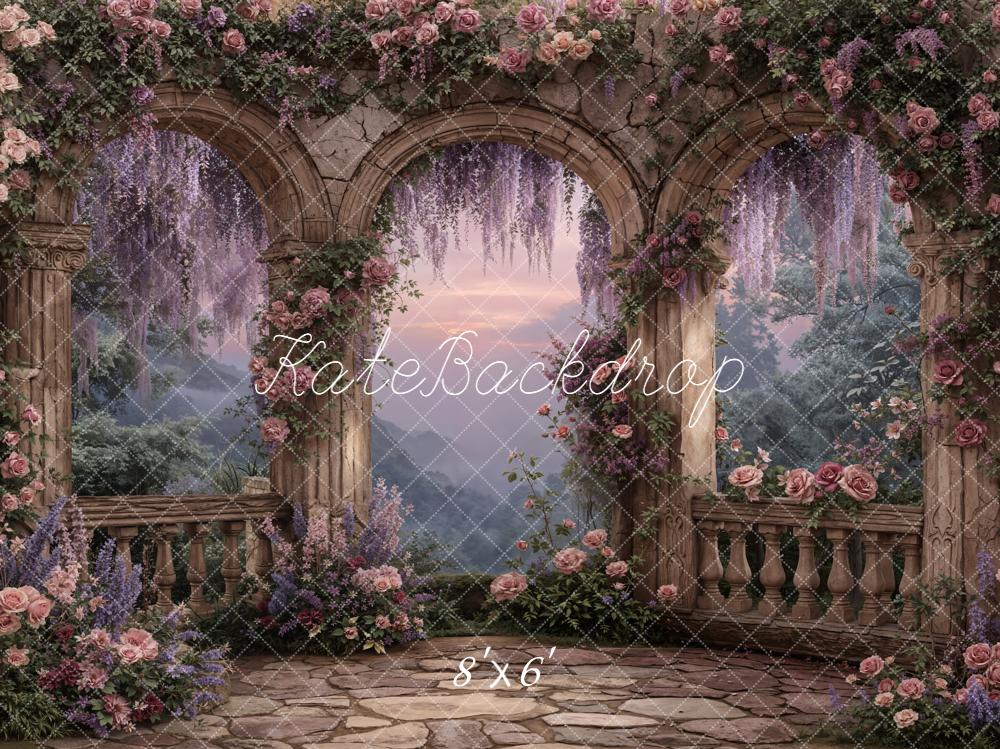 Kate Spring Flower Arch Stone Balcony Garden Backdrop Designed by Emetselch
