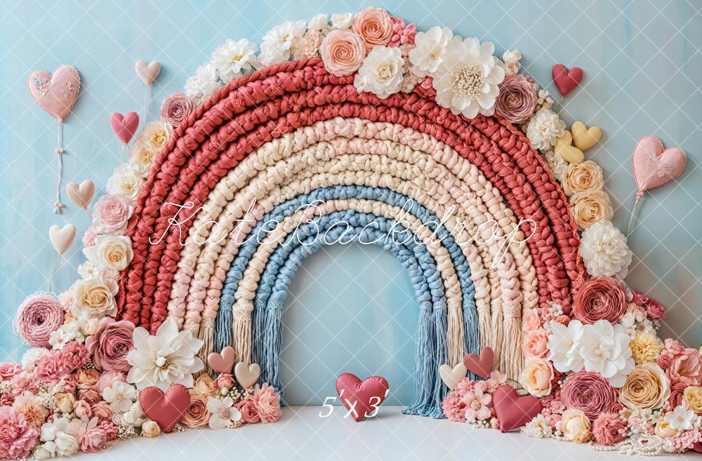 Fondo de Corazón Arcoíris Floral Boho Diseñado por Emetselch