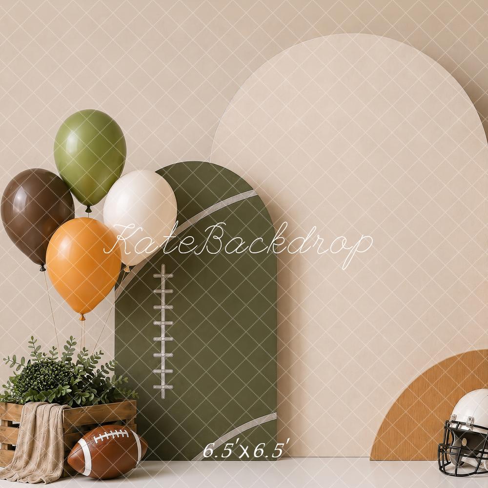 Kate Cake Smash Football Sports Arch Balloons Printed Backdrop Designed by Shutter Swan Studios