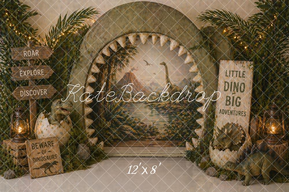 Kate Jungle Adventure Dinosaur Egg Archway Printed Backdrop Designed by Caitlin Lynch