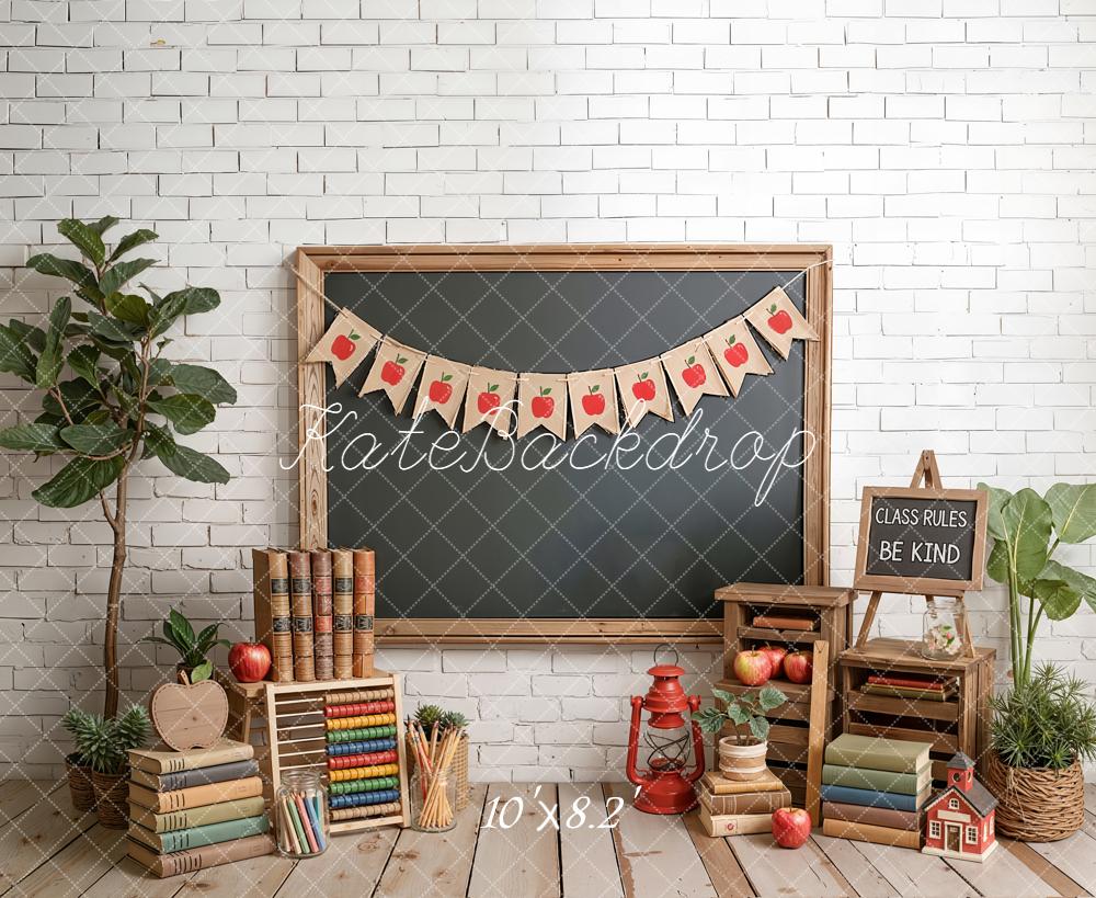 Kate Back to School Blackboard Apples Books Backdrop Designed by Emetselch