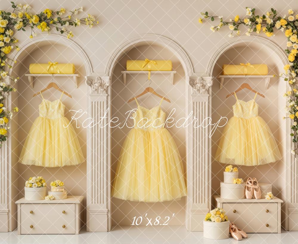 Kate Yellow Flower Arch Dress Closet Backdrop Designed by Patty Roberts