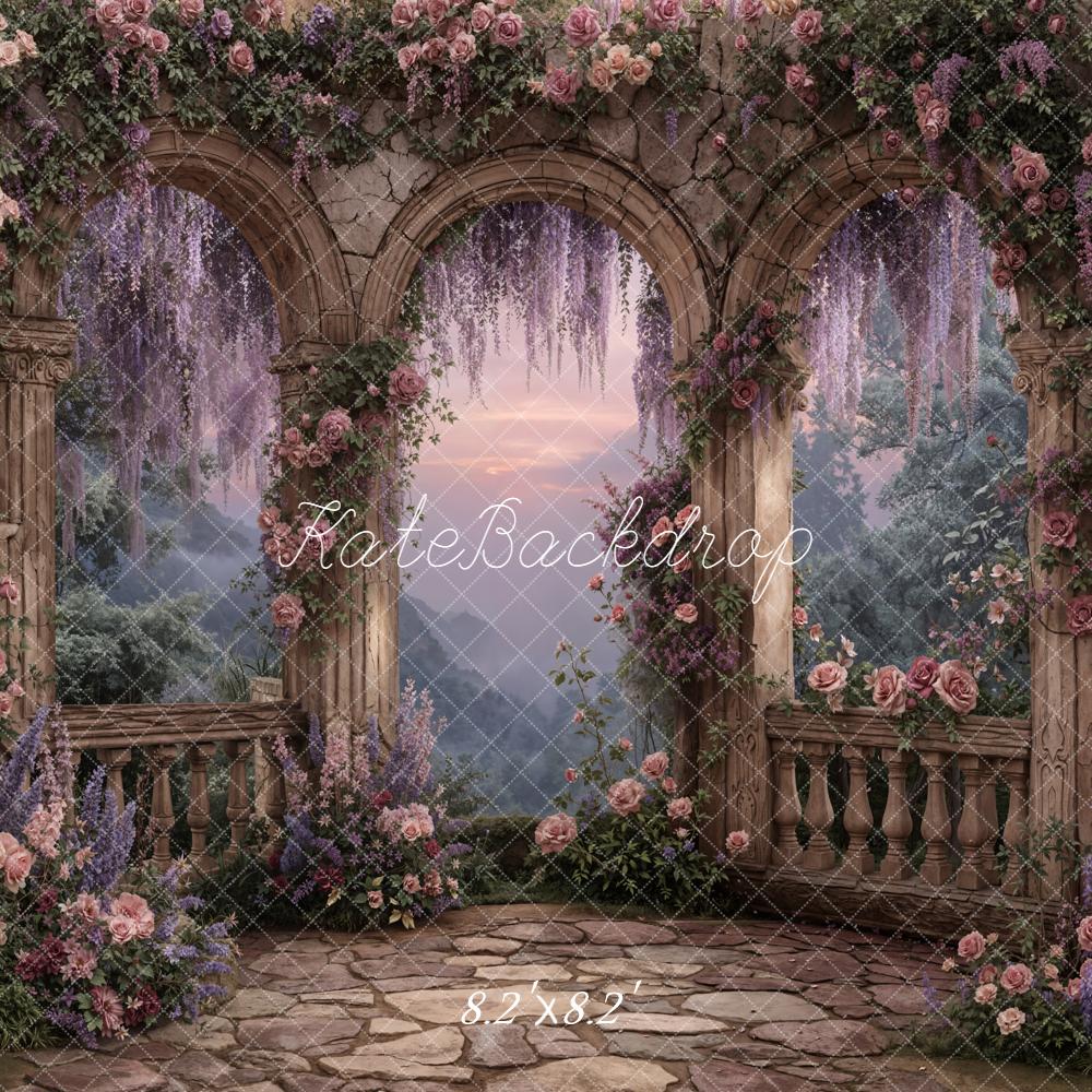 Kate Spring Flower Arch Stone Balcony Garden Backdrop Designed by Emetselch