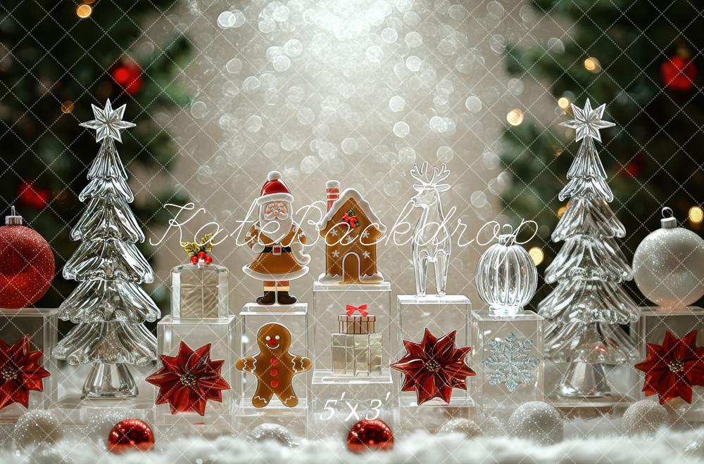 Kate Christmas Glass Trees Gingerbread Santa Backdrop Designed by Mini MakeBelieve