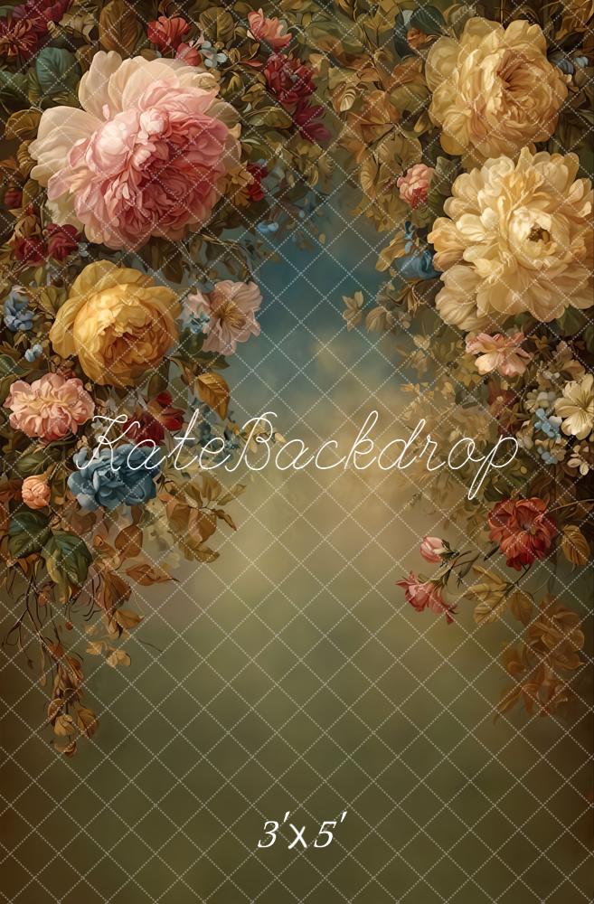 Kate Fine Art Floral Vintage Printed Backdrop Designed by GQ