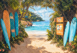Beach Tropical Surfboards Pad Foto Achtergrond Designed by Emetselch