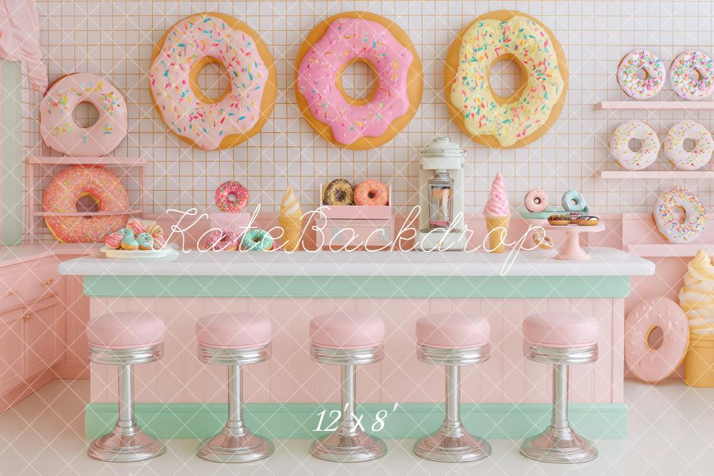 Kate Dreamy Donut Shop Diner Counter Pink Backdrop Designed by Patty Roberts
