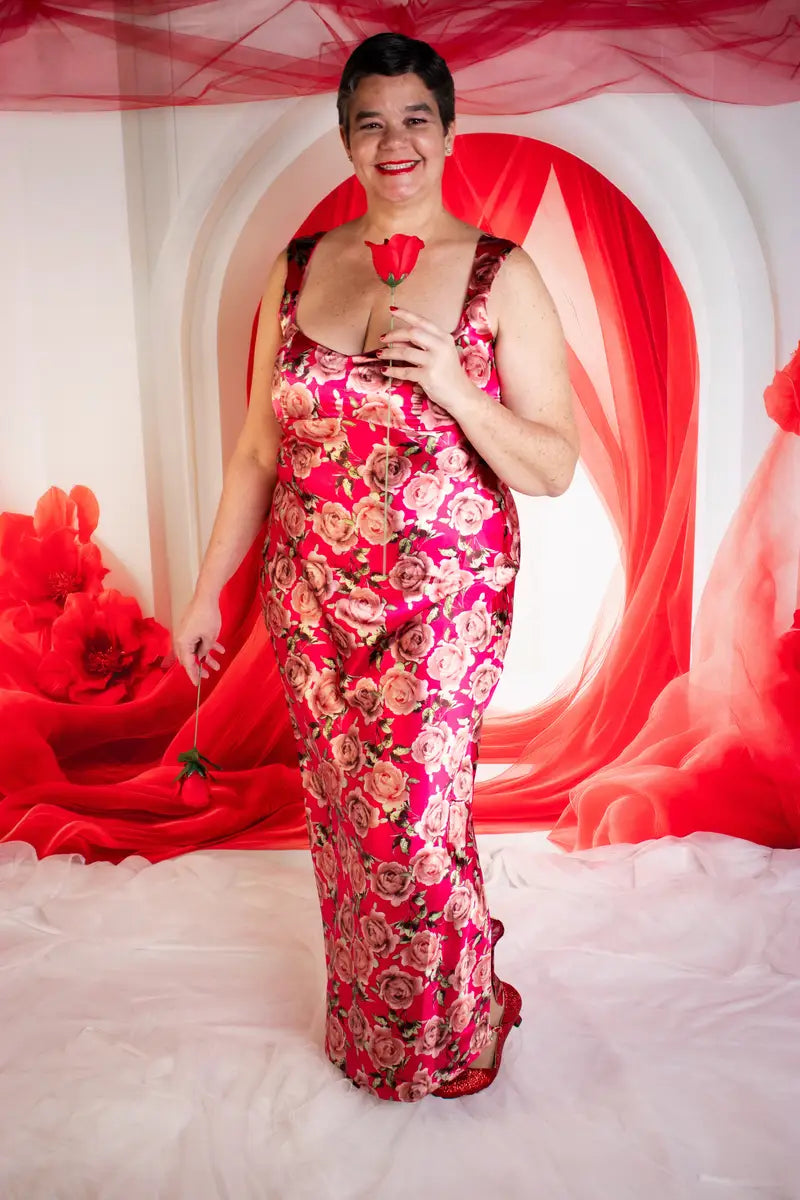 Kate Valentine Red Draped Arch Floral Backdrop Designed by Patty Roberts