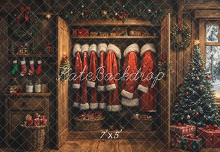 Kate Christmas Santa Closet Tree Wreath Stockings Printed Backdrop Designed by Emetselch