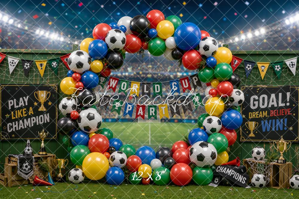 Kate Sports Soccer Balloon Arch Stadium Field Printed Backdrop Designed by Chain Photography