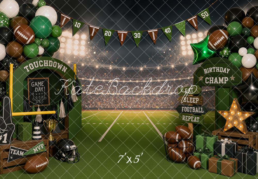 Kate Sports Football Birthday Stadium Balloons Gifts Printed Backdrop Designed by Shutter Swan Studios