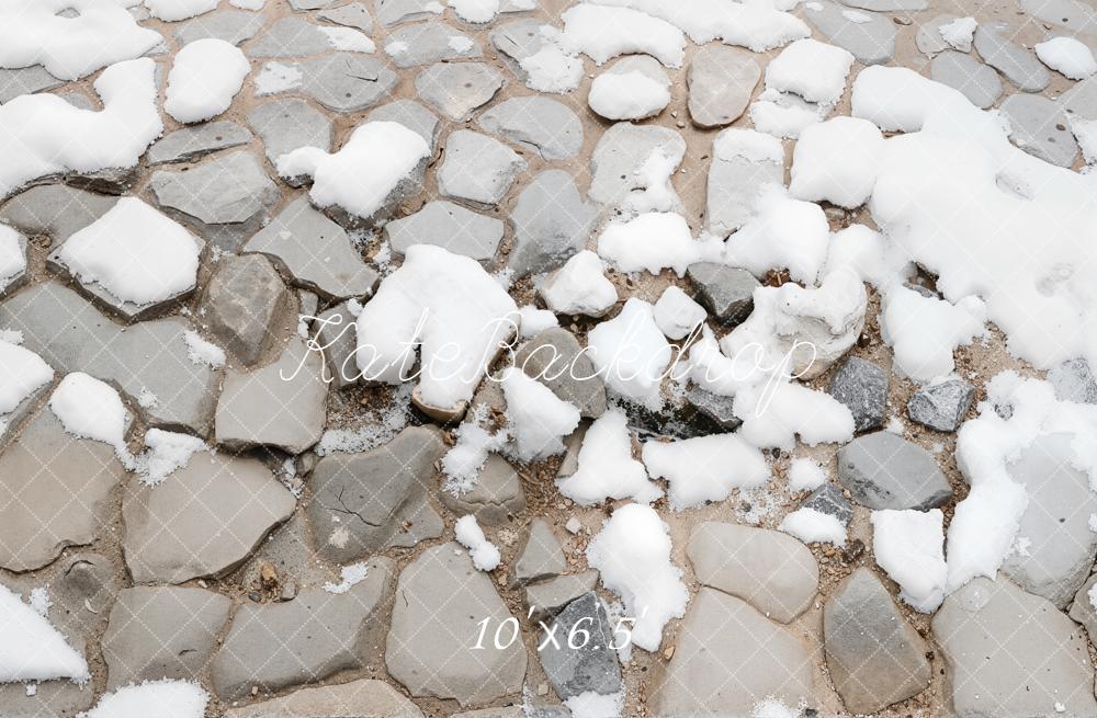 Kate Winter Cobblestone with Snow Floor Backdrop Designed by Kate Image