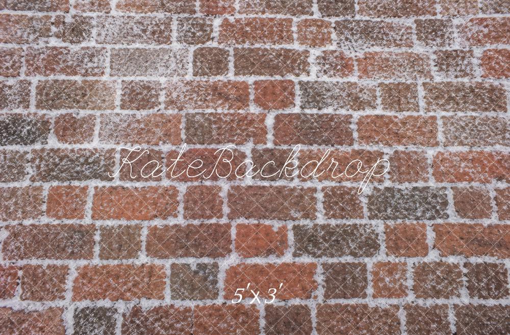 Kate Snowy Red Brick Wall Printed Backdrop Designed by Vertigo Productions
