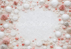 Kate Christmas Newborn White Peppermint Snowball Border Floor Printed Backdrop Designed by Vertigo Productions