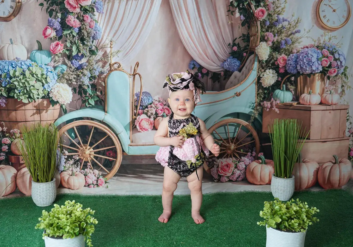 Kate Spring Floral Arch Carriage Backdrop Designed by Emetselch